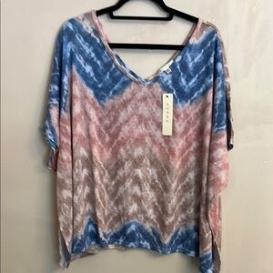 Cyrus Tie-Dye -Blue Pink Brown Desert Dayz Poncho Size L XL